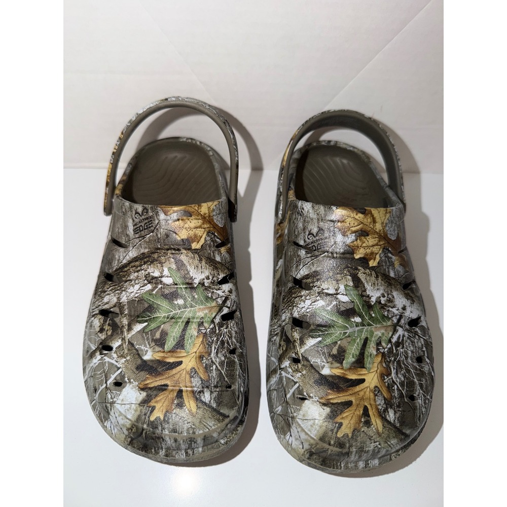 Rugged Shark Kids Realtree Edge Camo Clogs Slip On Shoes Size 13 Brown Green